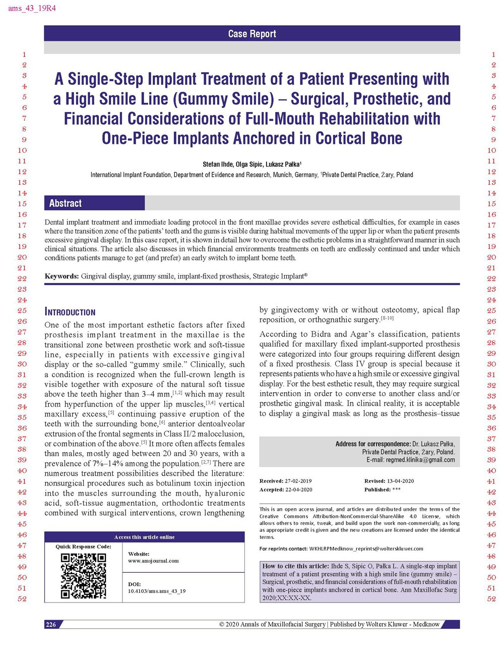 Preview Annals of Maxillofacial Surgery Vol. 10 Issue 2 - July-December 2020