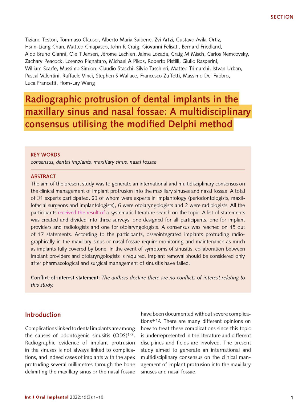 Preview International Journal of Oral Implantology Vol. 15 Issue 3 - Autumn 2022